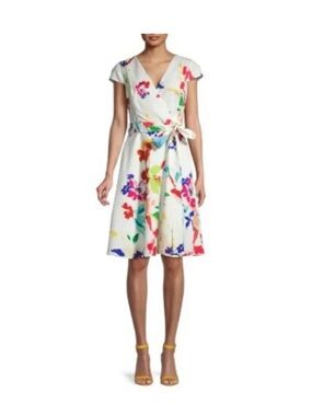 Black Halo Pandora Floral Wrap Dress w/belt